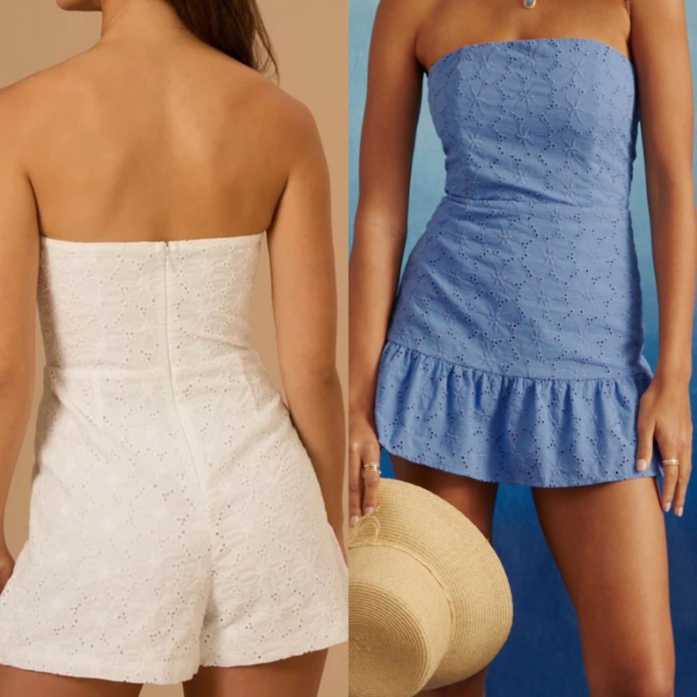 Altar’d State Blue Eyelet Romper XL